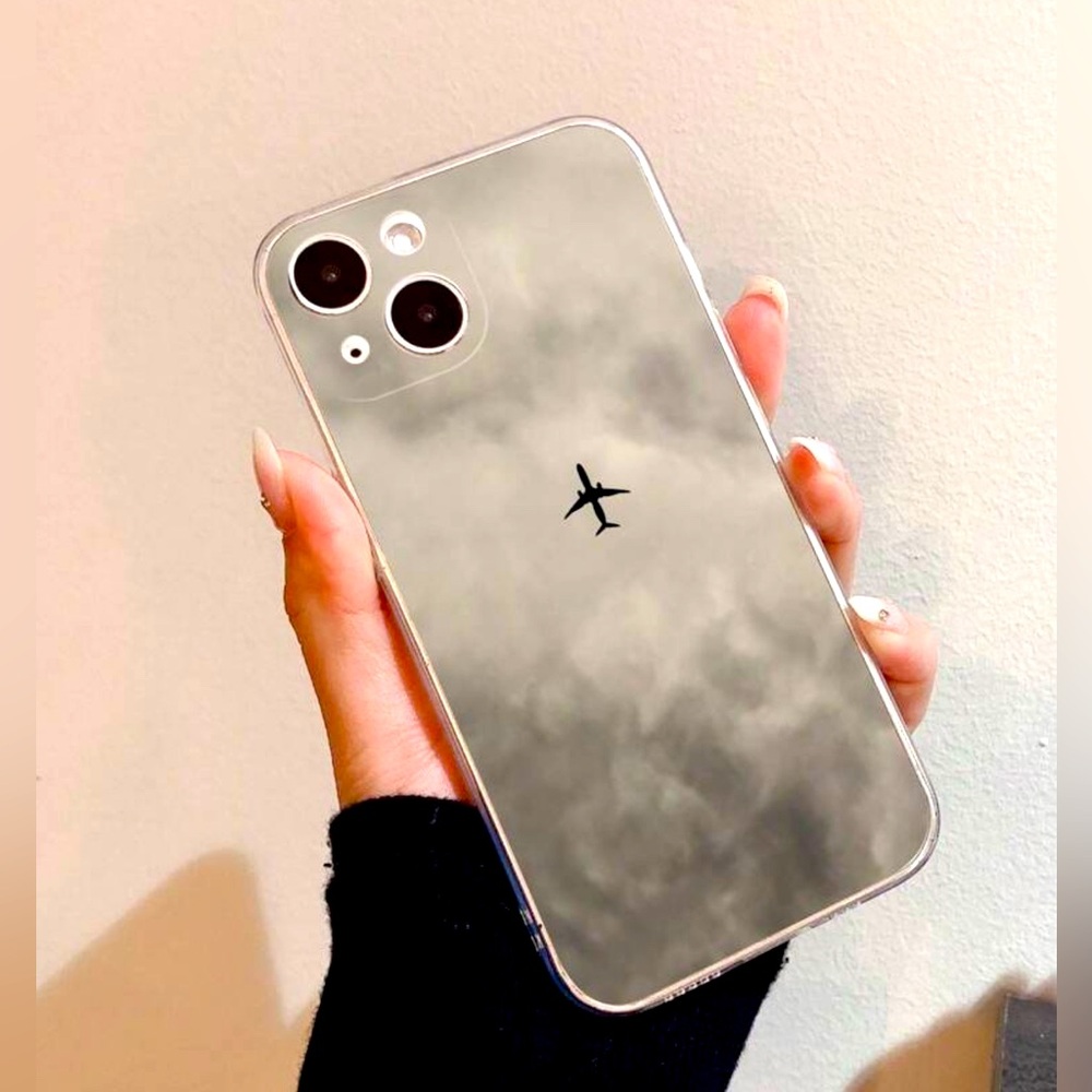 Plane & Cloud Design TPU Phone Case, Fits iPhone 14